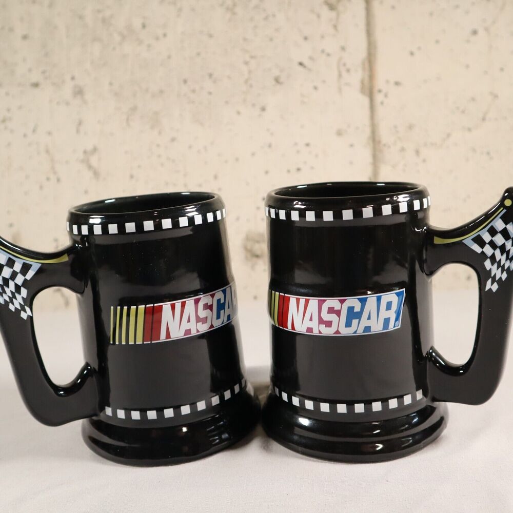 NASCAR Set of Two Large Mugs Sherwood 2004 Coffee Mug Beer Stein 6 Inches Tall